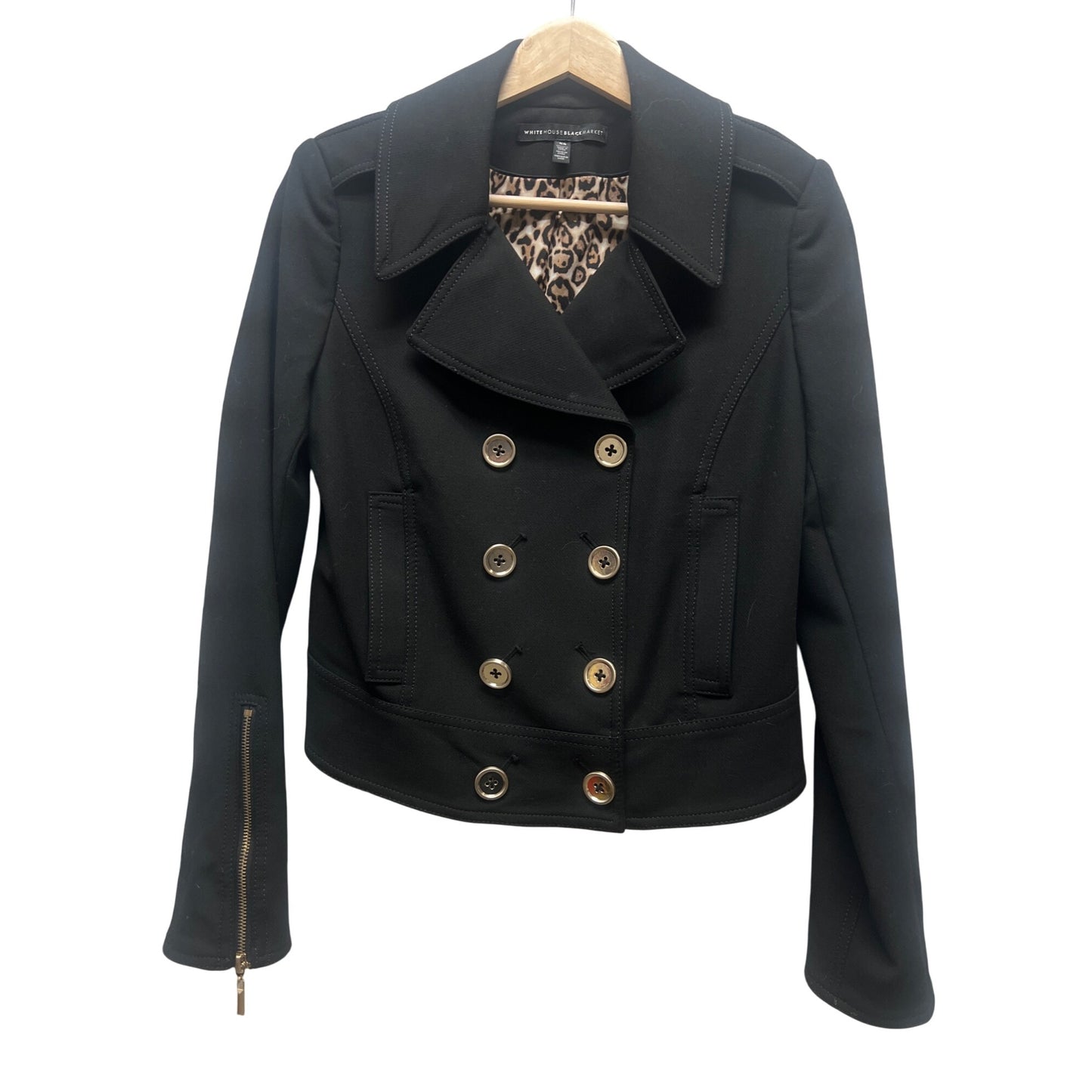 White House Black Market Black Cropped Moto Blazer