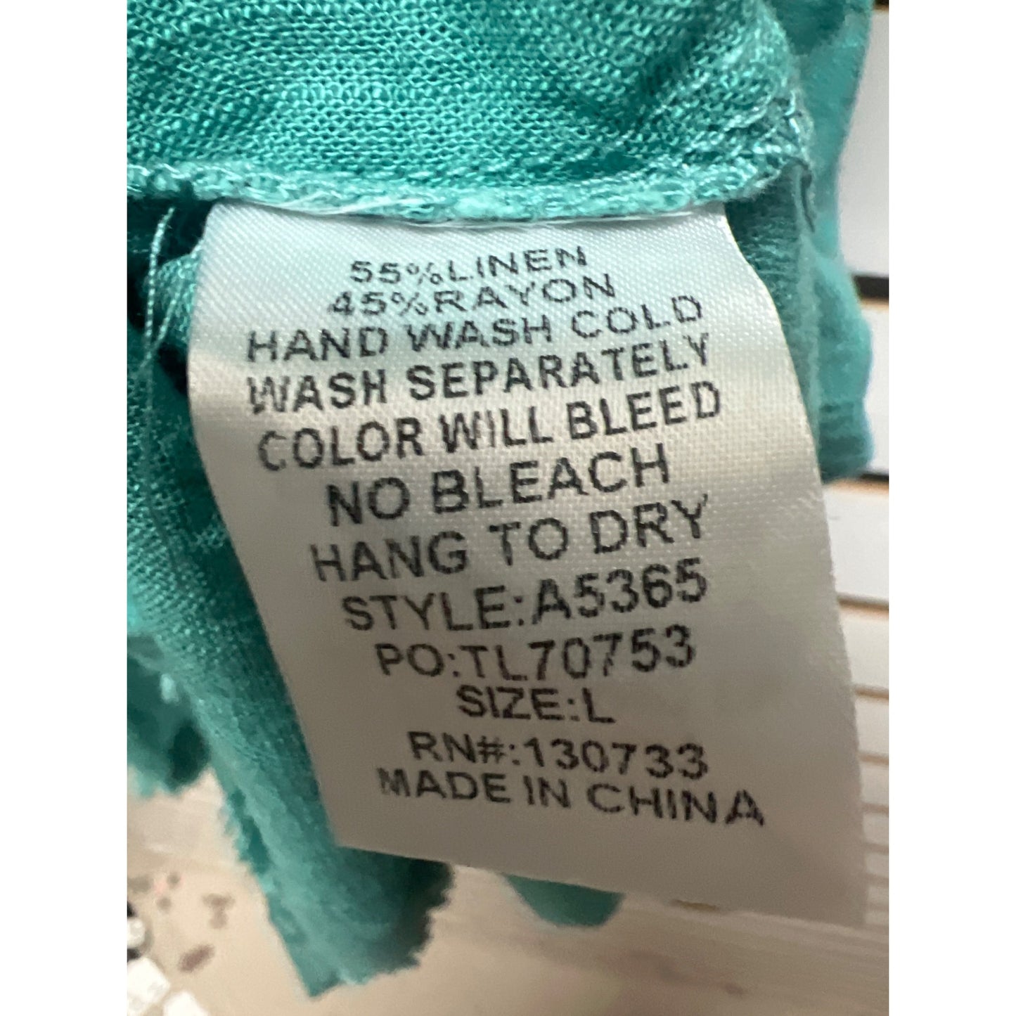 Umgee NWT Fullsize Raw Hem Folded Sleeve Tiered Teal Linen Dress
