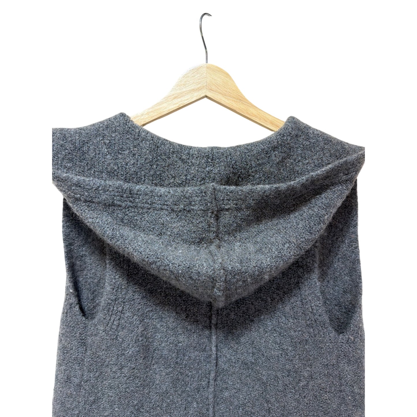 Tahari Gray Hooded Knit Vest With Pockets XS Acrylic Wool Blend