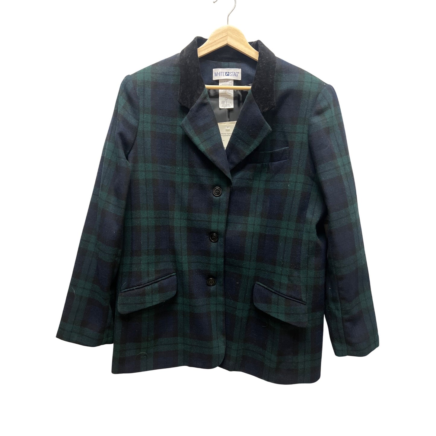 White Stag NWT Vintage Deadstock Green & Blue Wool Tartan Blazer