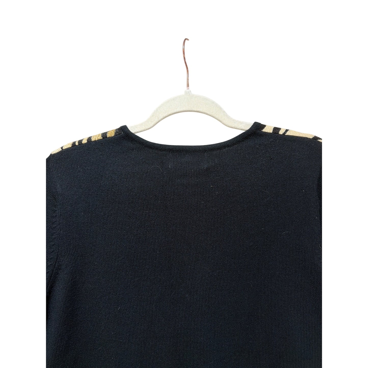 All Points Vintage 90s Black & Gold Zebra Print Button-Up Sweater Size Medium
