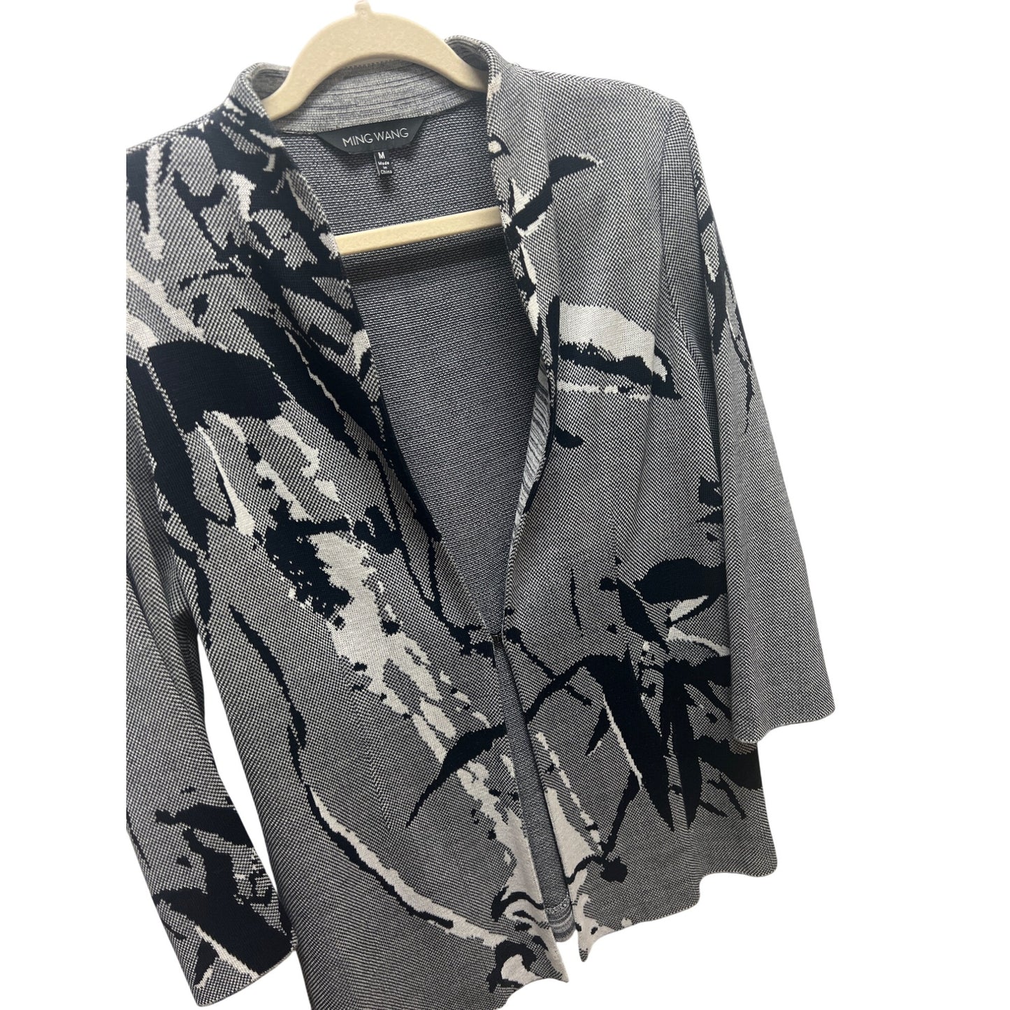 Ming Wang Vintage Abstract Navy & White Cardigan Jacket