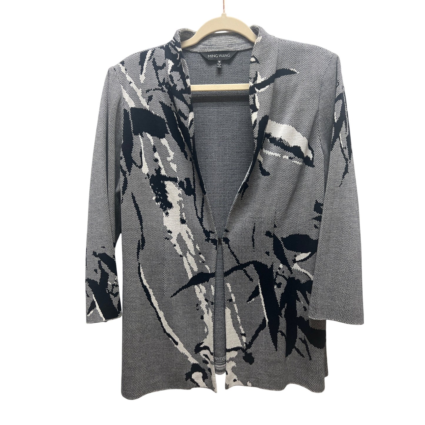 Ming Wang Vintage Abstract Navy & White Cardigan Jacket