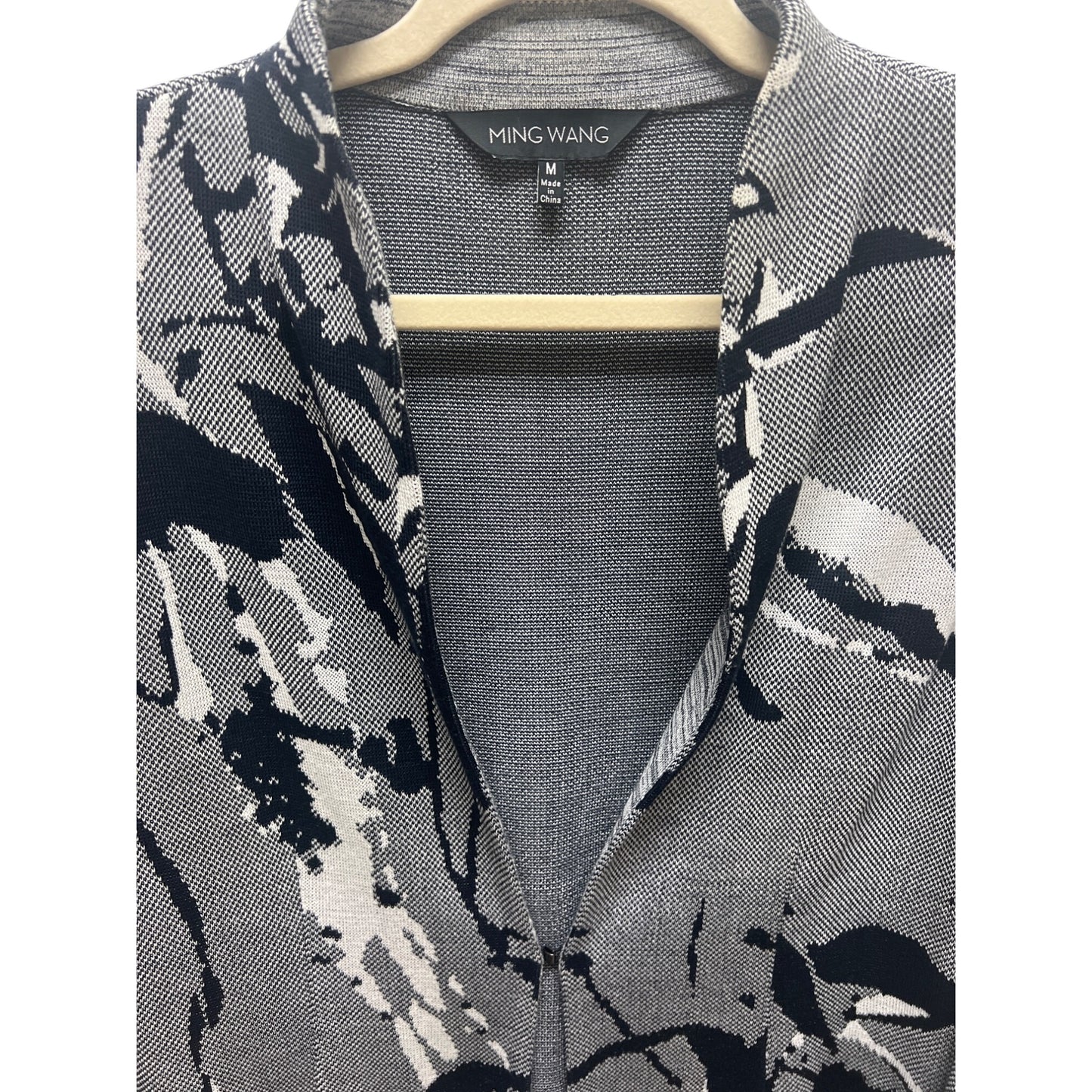 Ming Wang Vintage Abstract Navy & White Cardigan Jacket