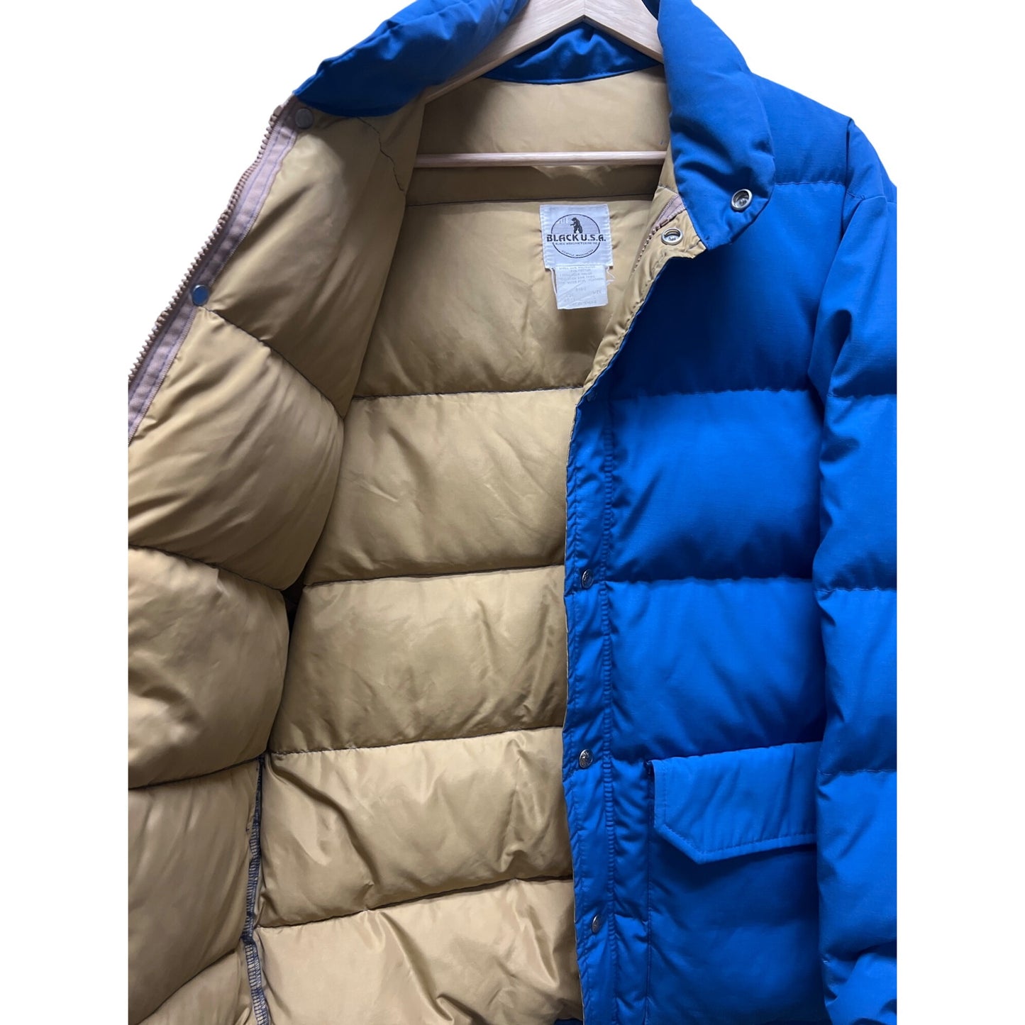 Black Bear Vintage 70's Royal Blue Down Filled Puffer Ski Jacket