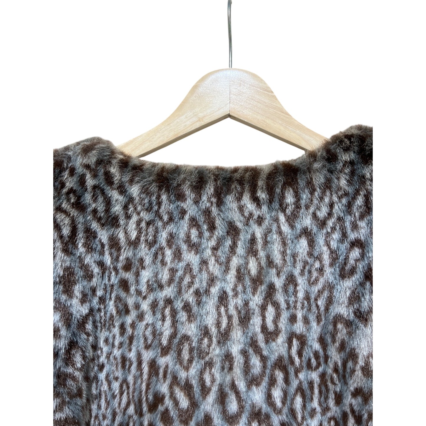 Duffel Vintage 90's Womens Faux Fur Leopard Print Cropped Coat Medium