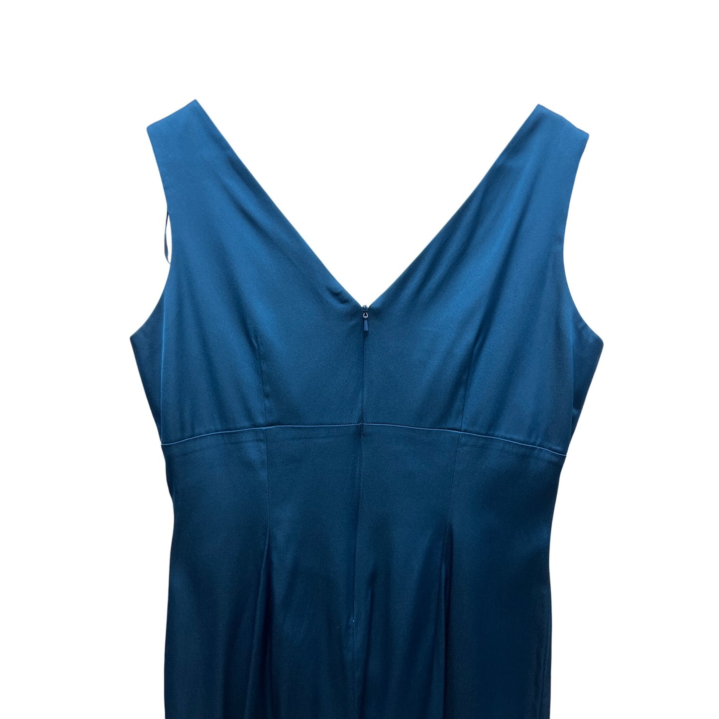Donna Ricco Peacock Blue Satin Bodycon Cocktail Dress