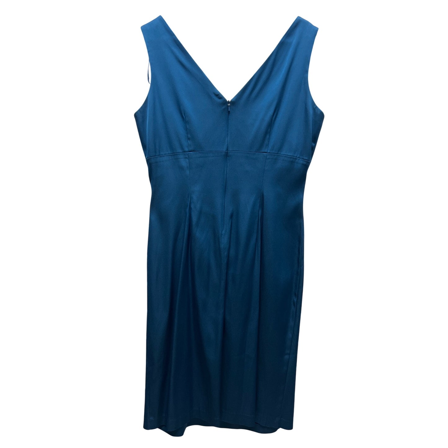 Donna Ricco Peacock Blue Satin Bodycon Cocktail Dress