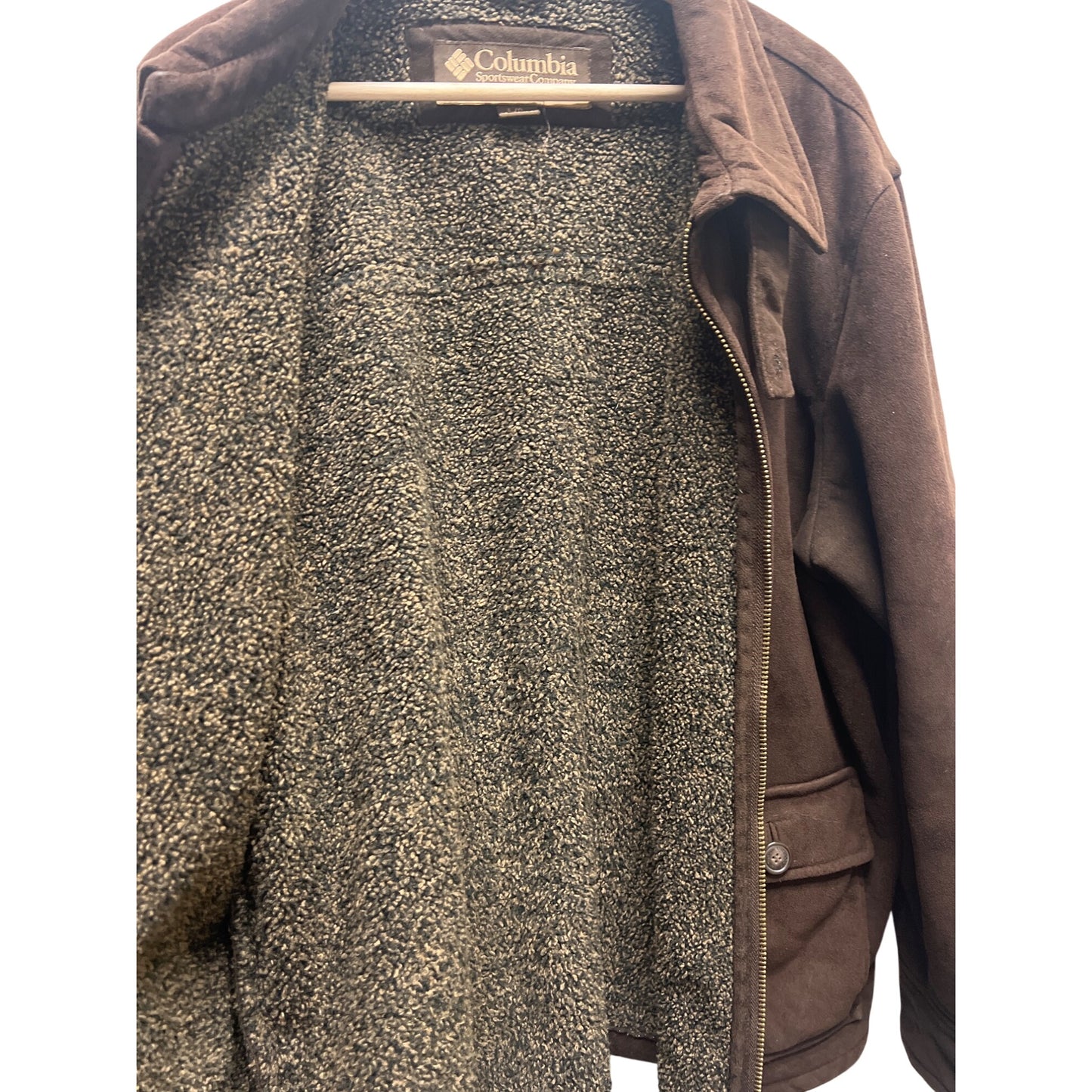 Columbia Vintage 90's Faux Suede Brown Fleece Lined Chore Barn Coat