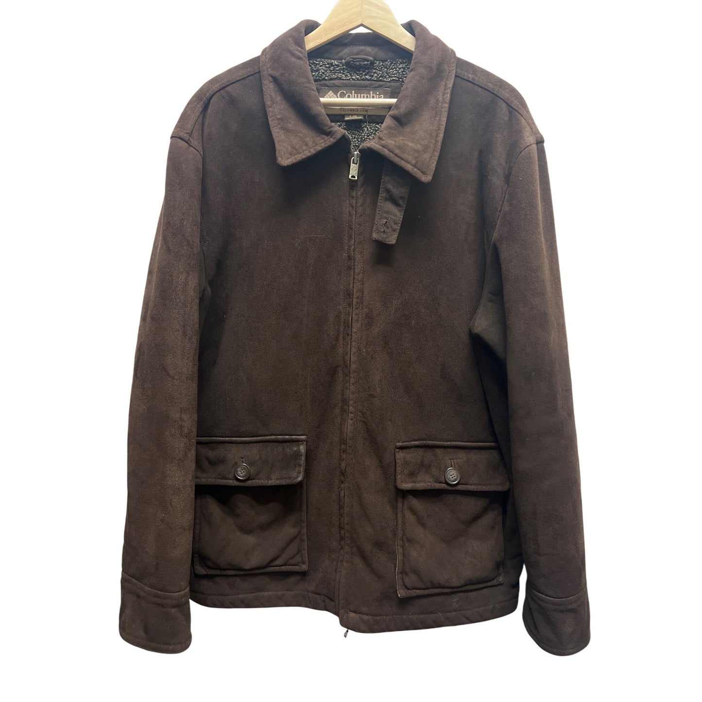 Columbia Vintage 90's Faux Suede Brown Fleece Lined Chore Barn Coat