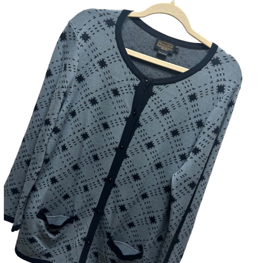 Pendleton Blue on Blue Silk Cardigan Button Down Cardigan Sweater