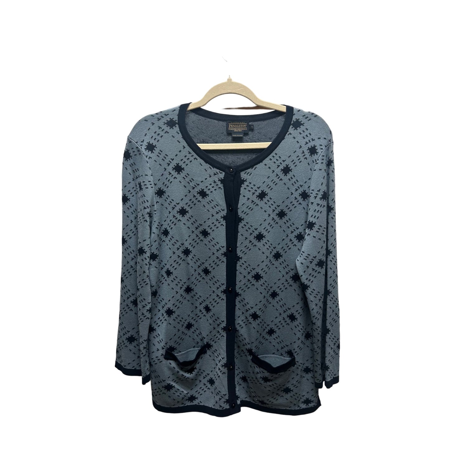 Pendleton Blue on Blue Silk Cardigan Button Down Cardigan Sweater