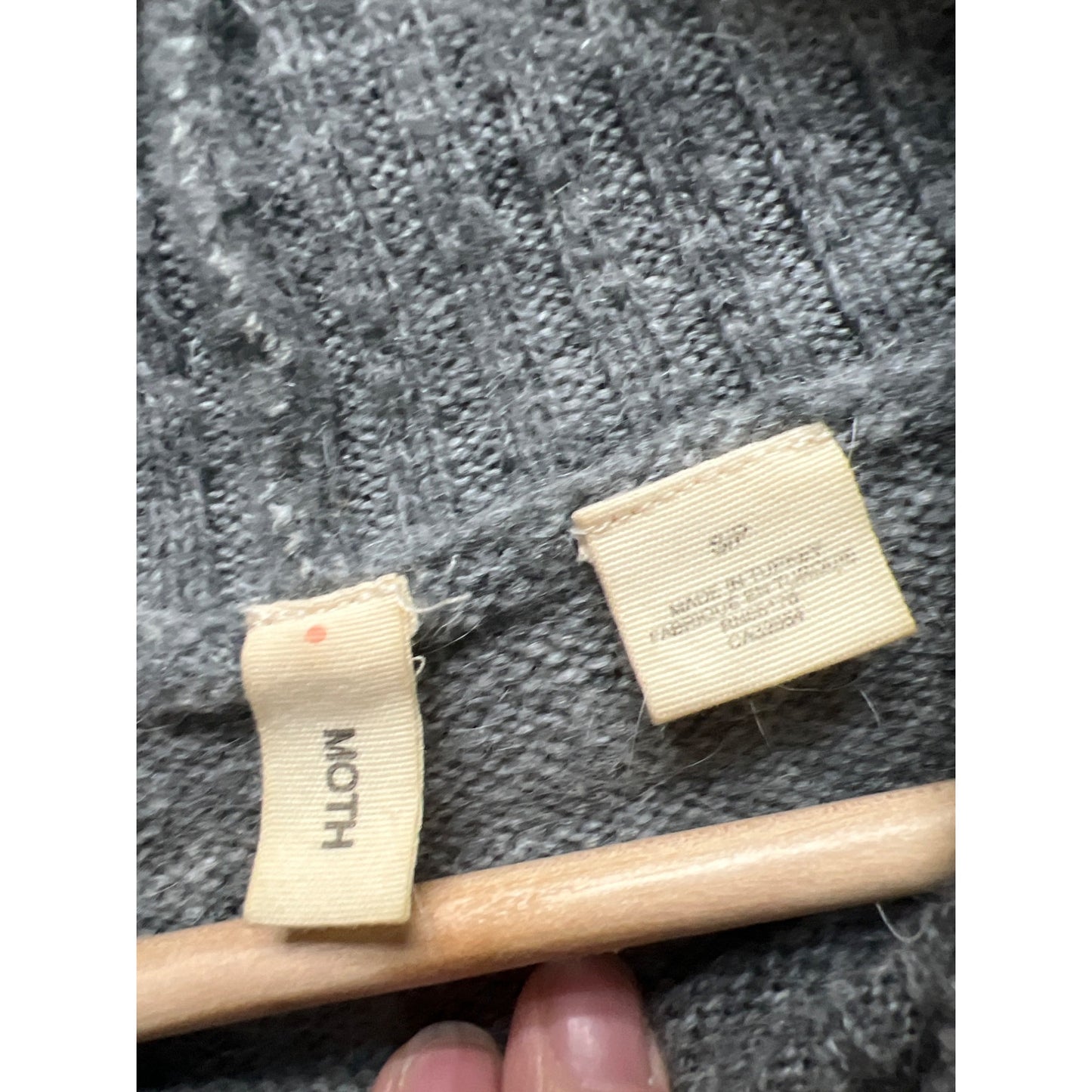 Anthropologie Moth Gray & Green Wool Blend Mock Neck Scotty Dog Sweater