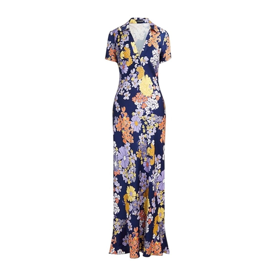 J. Crew NWT Short Sleeve Dusk Floral Prink Luster Crepe Slip Dress