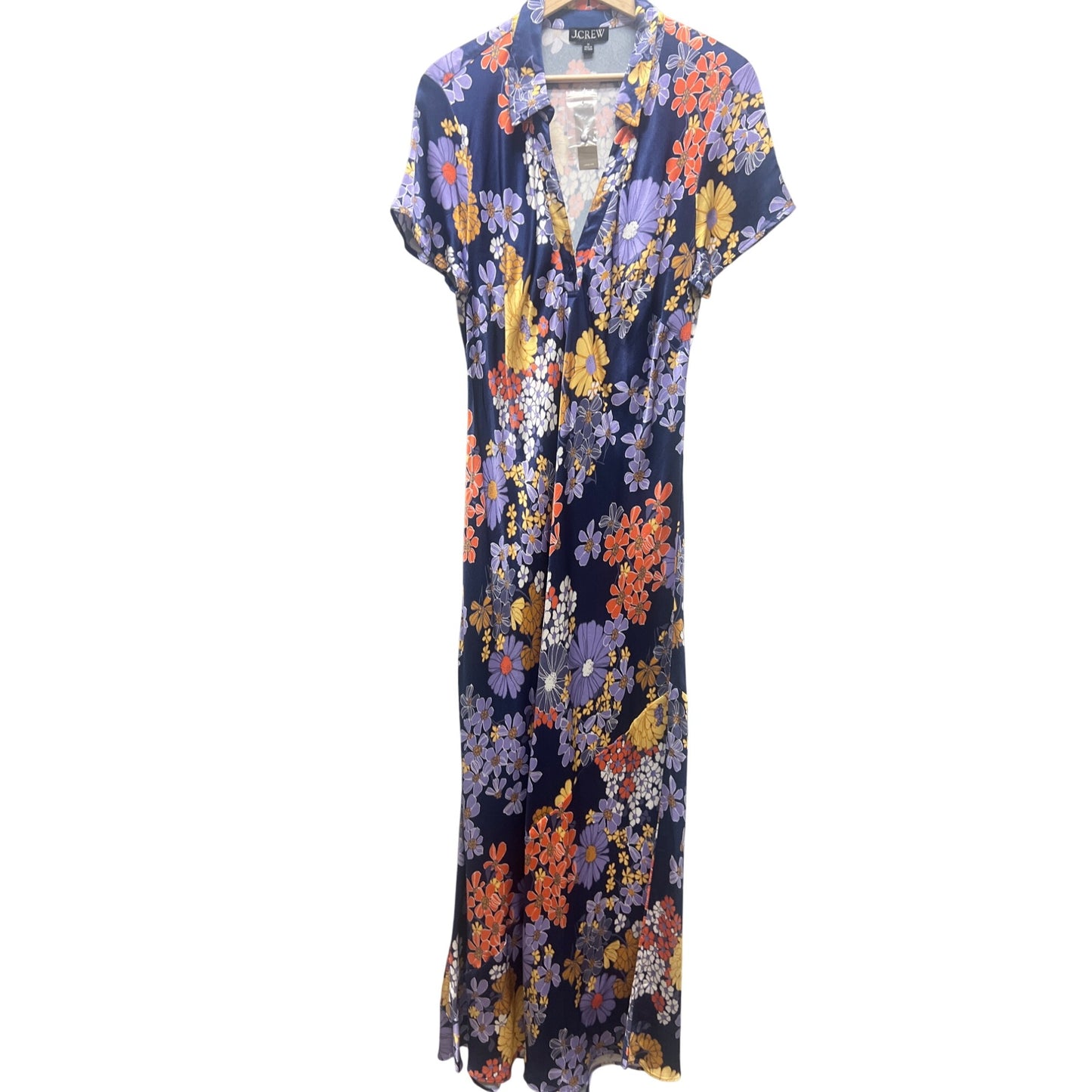 J. Crew NWT Short Sleeve Dusk Floral Prink Luster Crepe Slip Dress