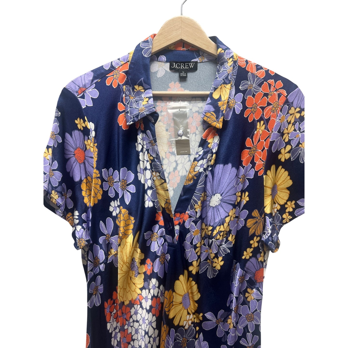 J. Crew NWT Short Sleeve Dusk Floral Prink Luster Crepe Slip Dress