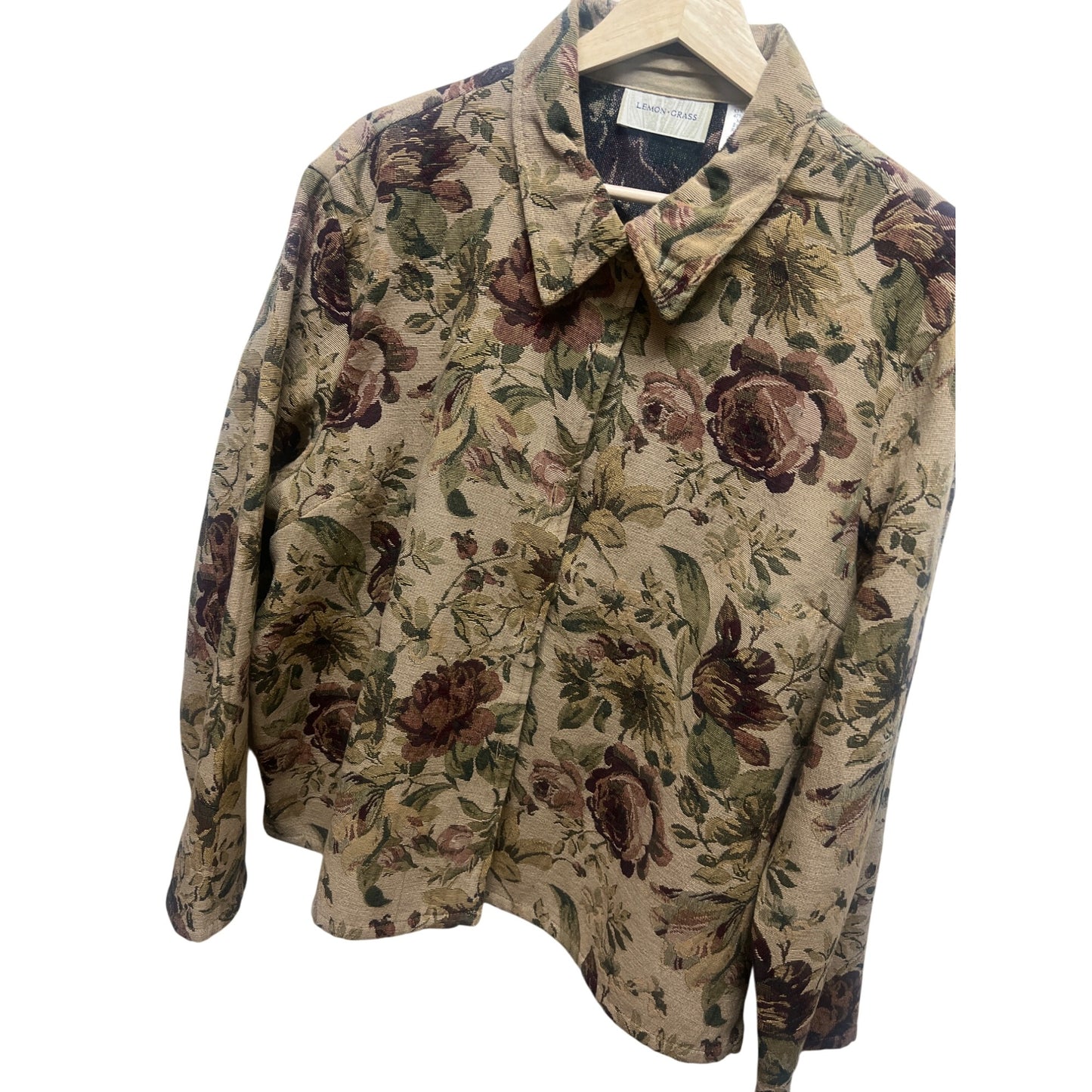 Lemon Grass Vintage 90's Tan Floral Tapestry Jacket