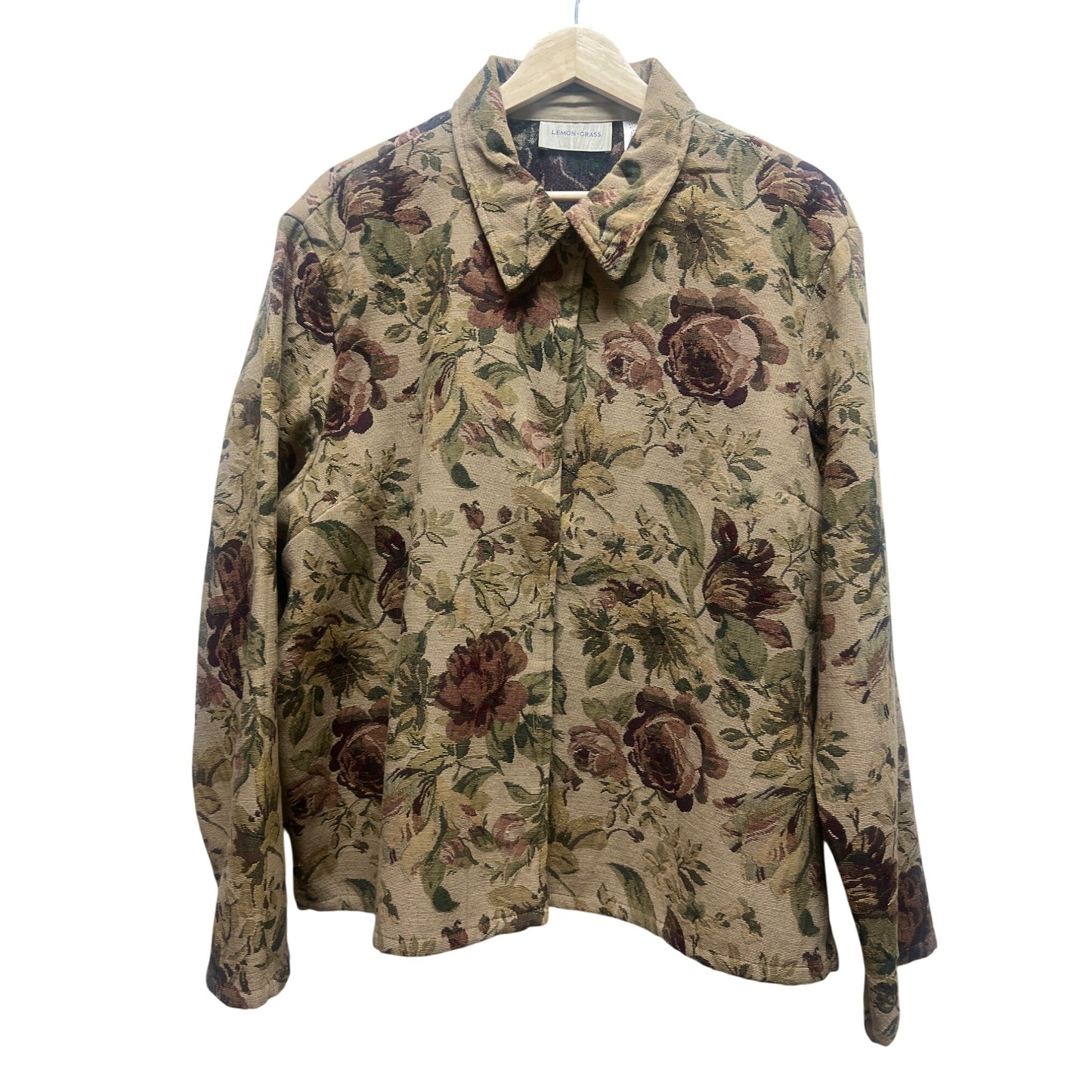 Lemon Grass Vintage 90's Tan Floral Tapestry Jacket