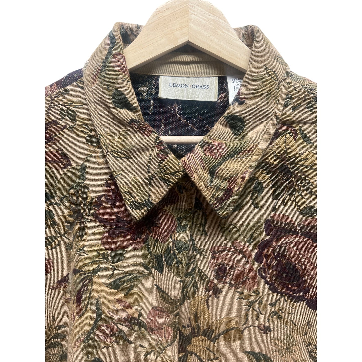 Lemon Grass Vintage 90's Tan Floral Tapestry Jacket