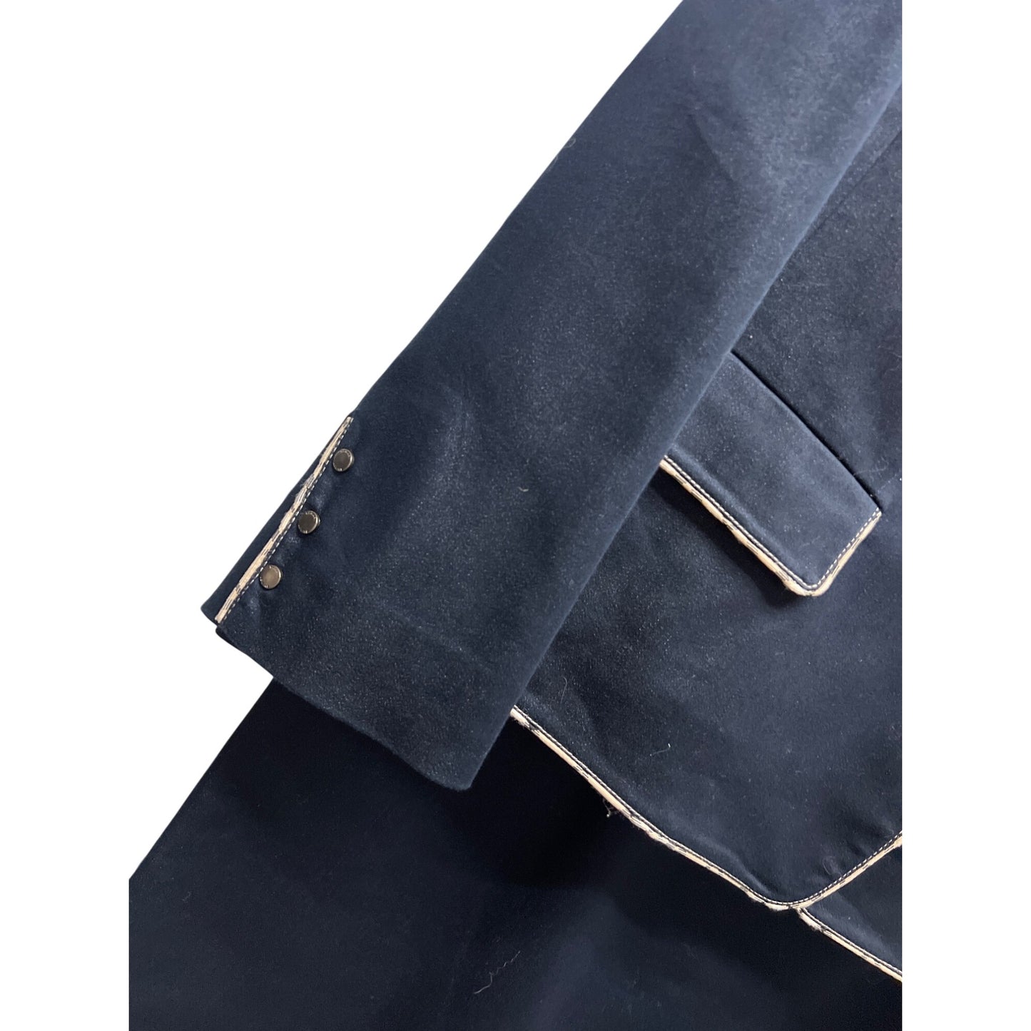 Tahari Arthur S Levine Navy Chambray Plaid Trim Skirt Suit