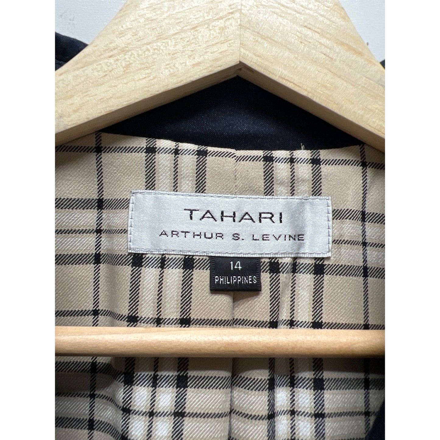 Tahari Arthur S Levine Navy Chambray Plaid Trim Skirt Suit