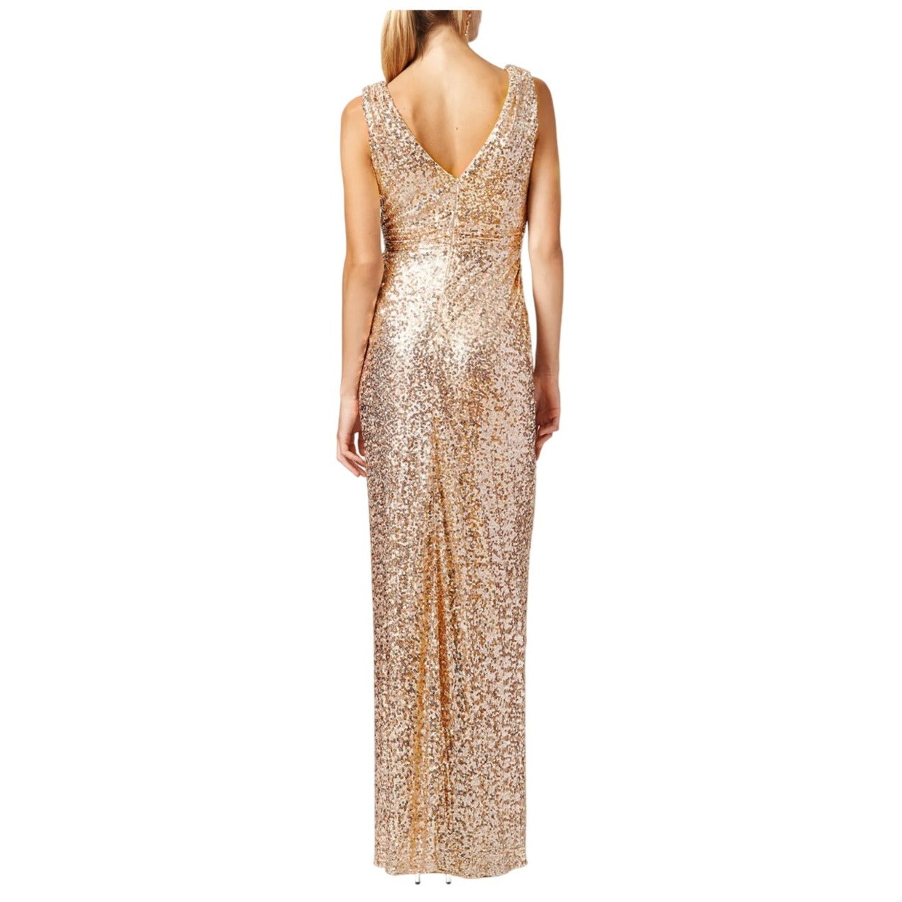Belle Badgley Mischka Rose Gold Sequin Formal Evening Gown