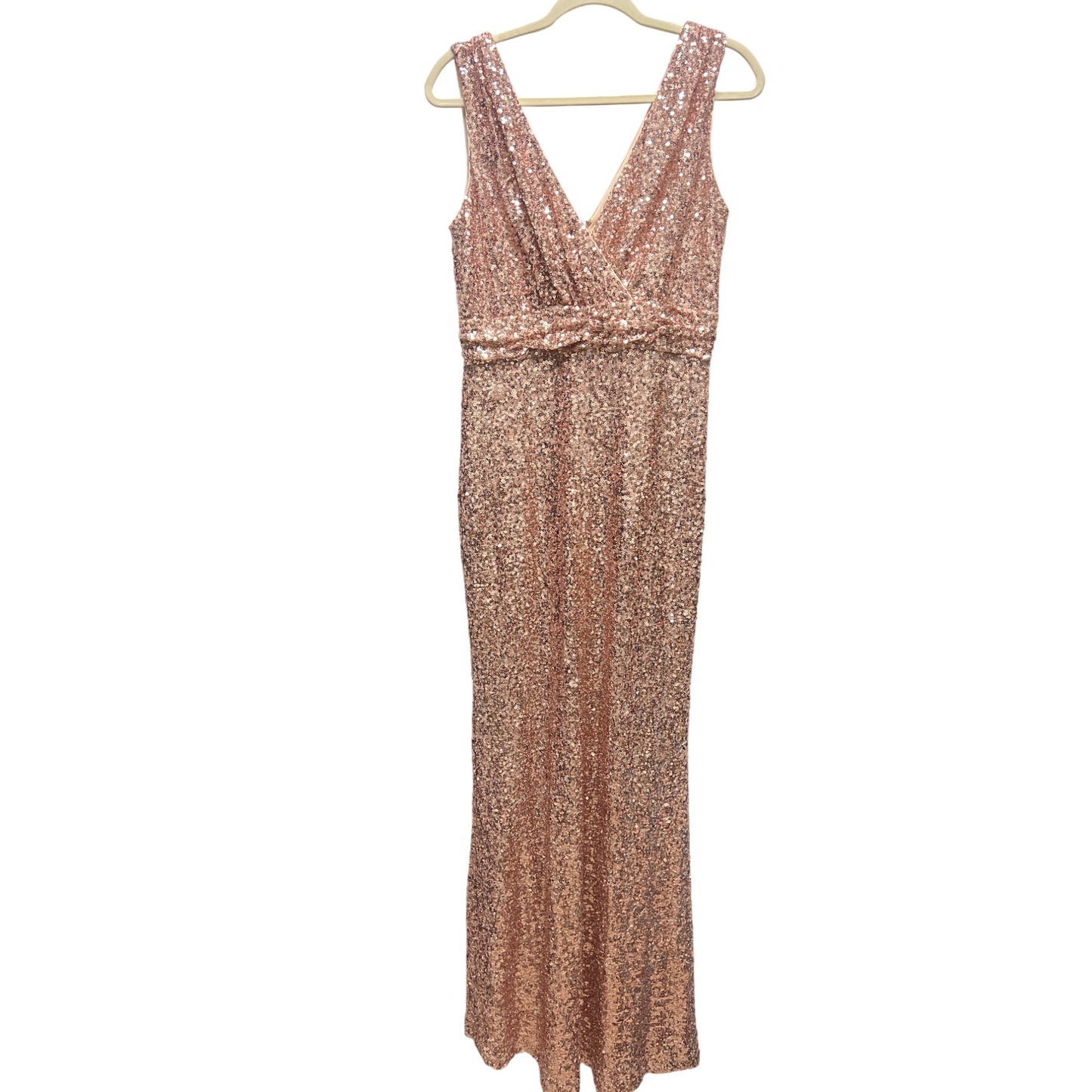 Belle Badgley Mischka Rose Gold Sequin Formal Evening Gown