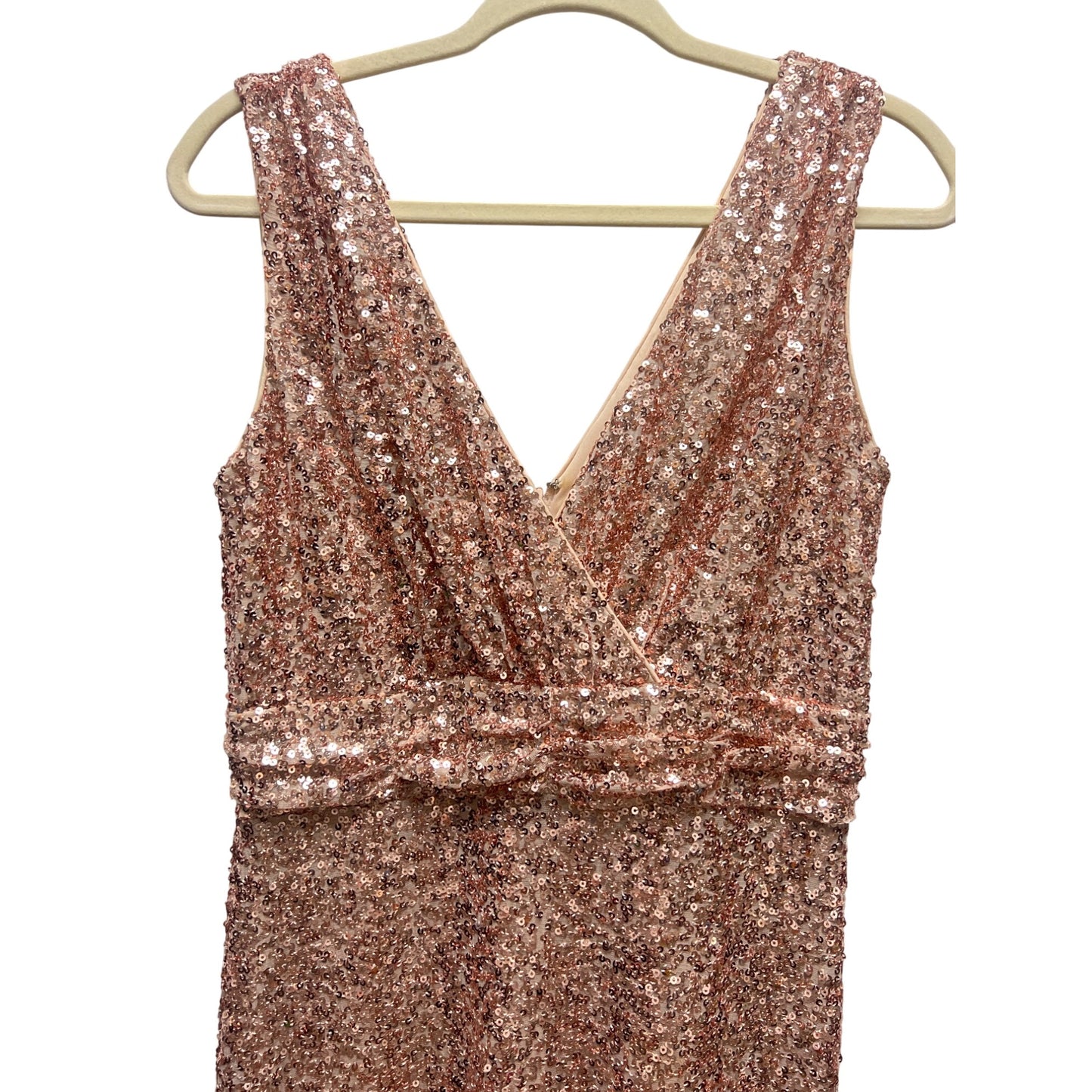 Belle Badgley Mischka Rose Gold Sequin Formal Evening Gown