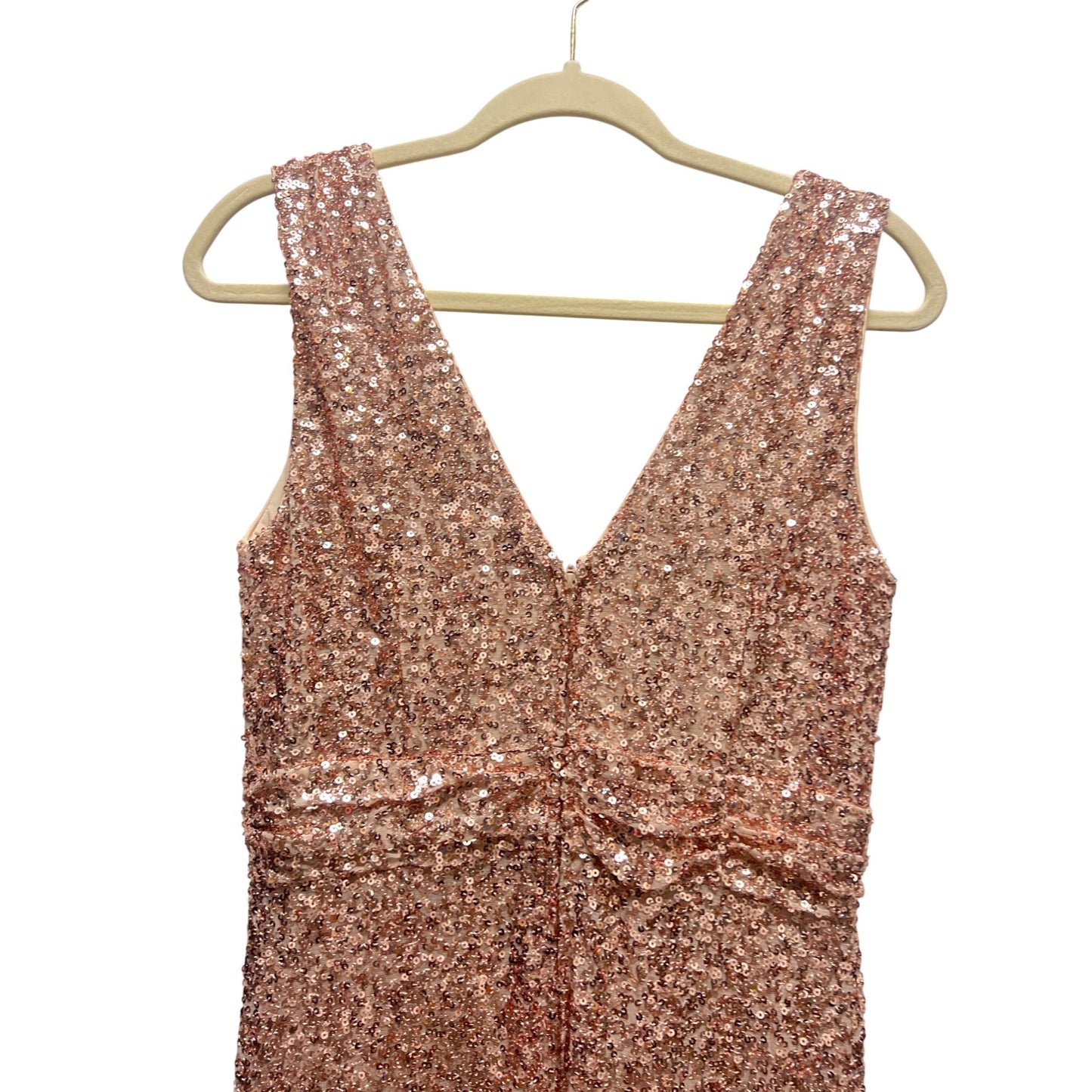 Belle Badgley Mischka Rose Gold Sequin Formal Evening Gown