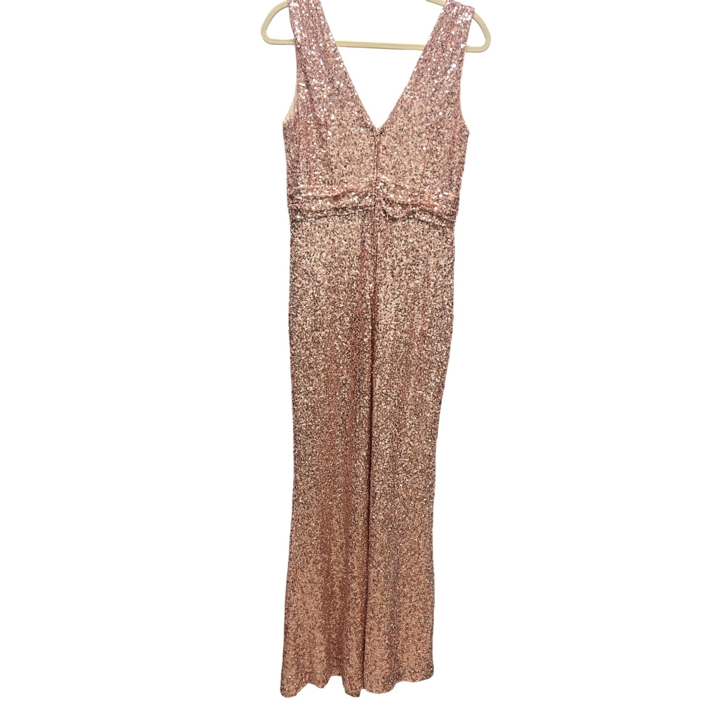 Belle Badgley Mischka Rose Gold Sequin Formal Evening Gown
