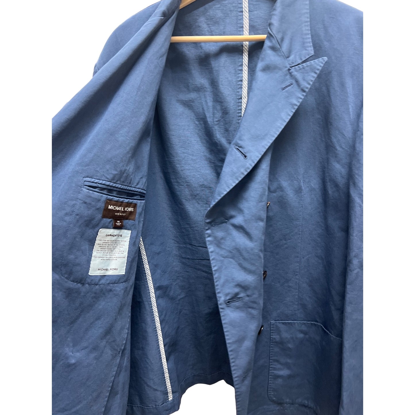 Michael Kors Italy Blue Linen Blend Blazer Peacoat
