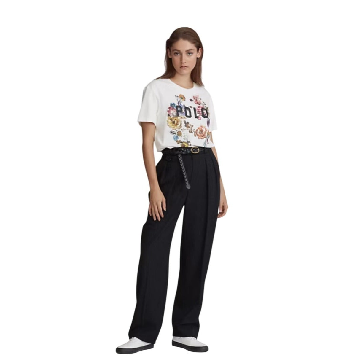 Polo Ralph Lauren Off White Floral Spell Out Graphic Tee