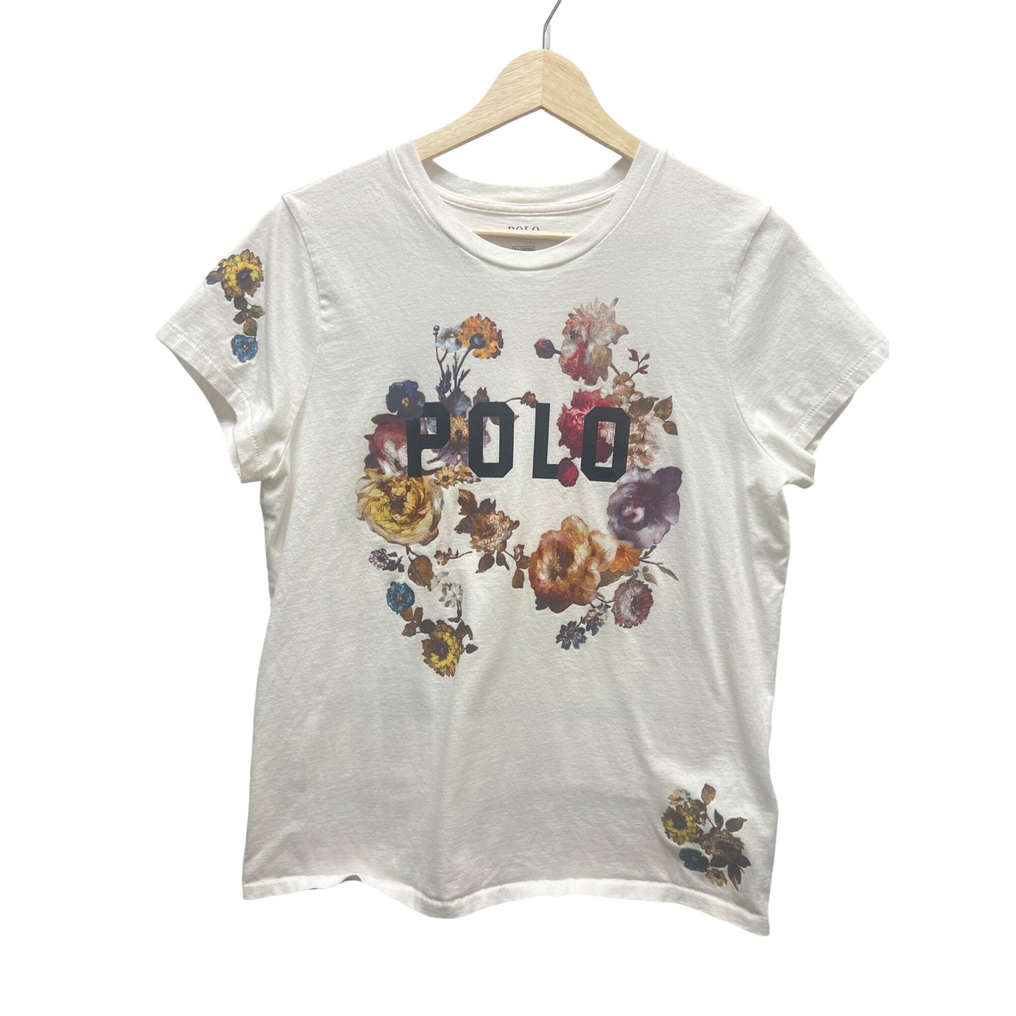 Polo Ralph Lauren Off White Floral Spell Out Graphic Tee