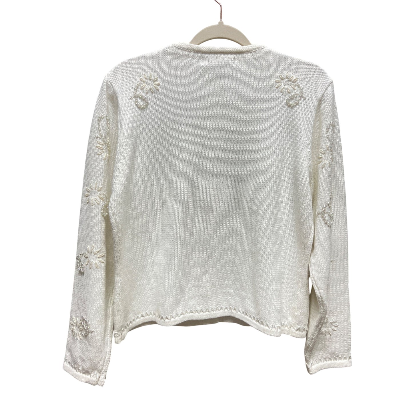 The White House Vintage 80's 90's White Beaded Button Down Cardigan