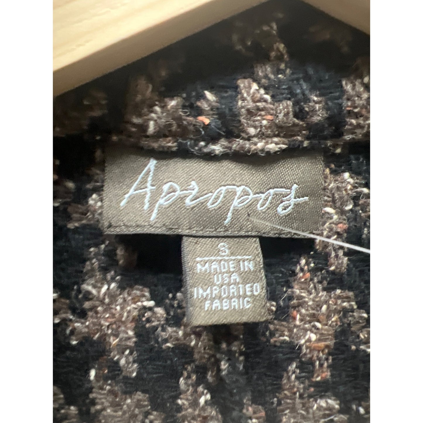 Apropos Black and Brown Wool Silk Blend Courtenay Houndstooth Double Breasted Coat