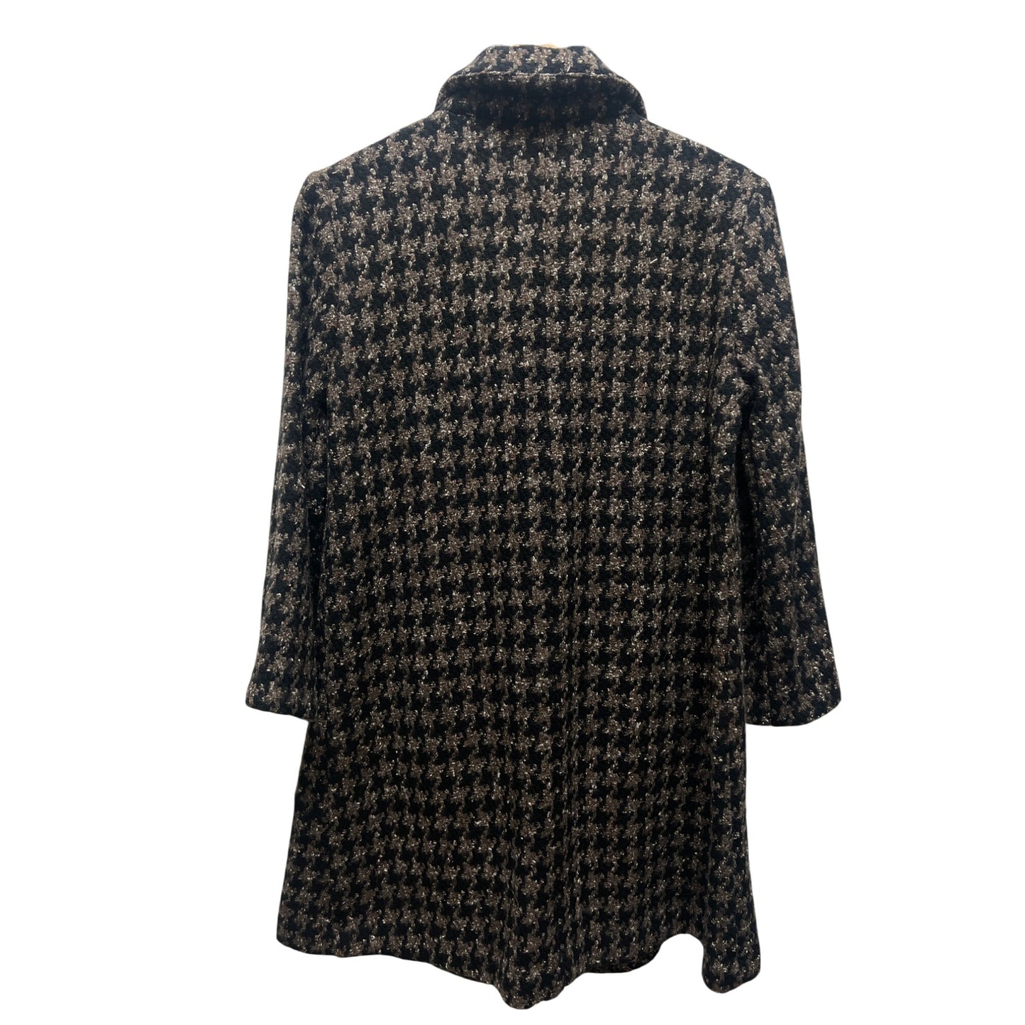 Apropos Black and Brown Wool Silk Blend Courtenay Houndstooth Double Breasted Coat