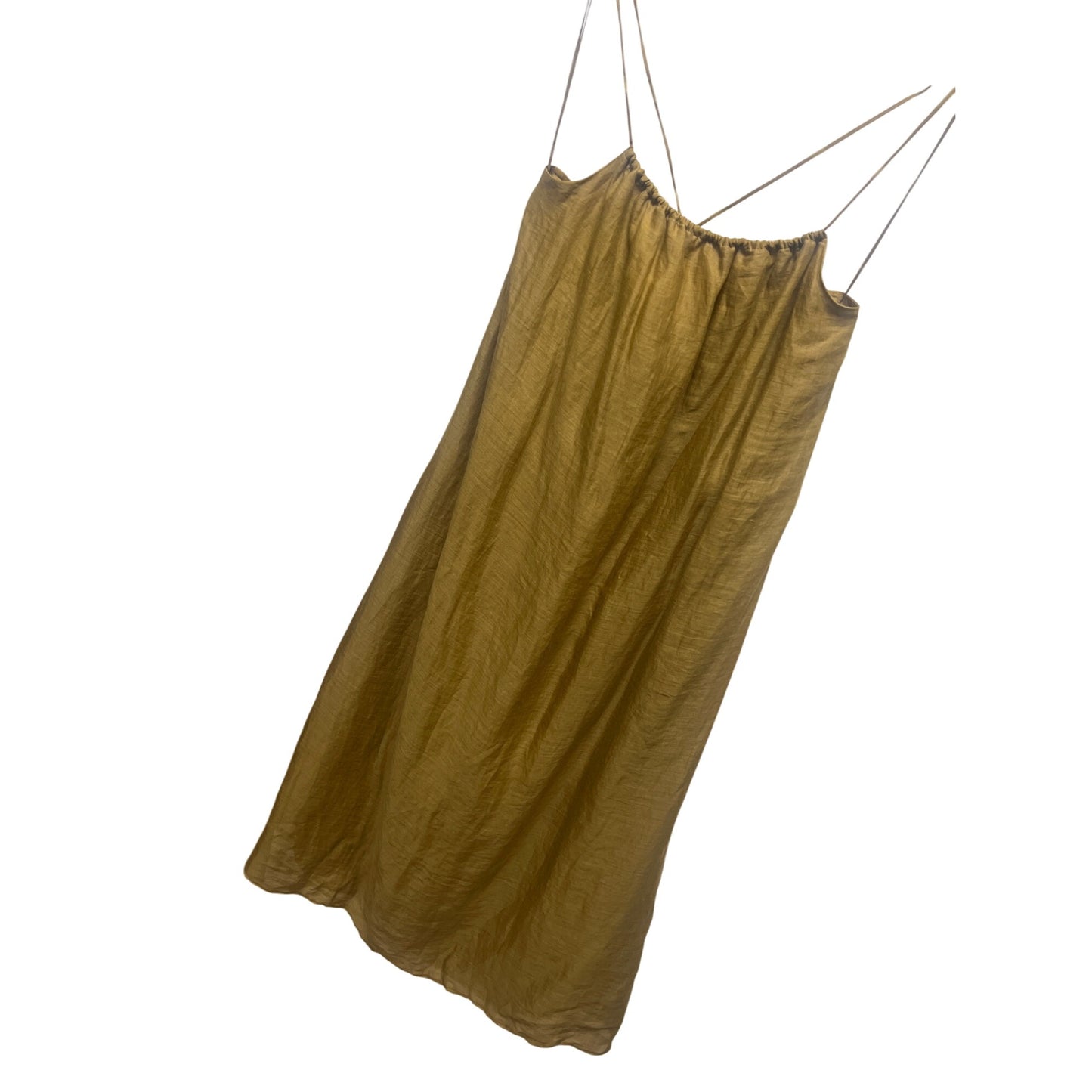 Banana Republic Olive Ramie Gathered Maxi Dress