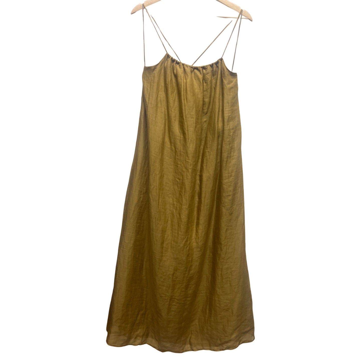 Banana Republic Olive Ramie Gathered Maxi Dress