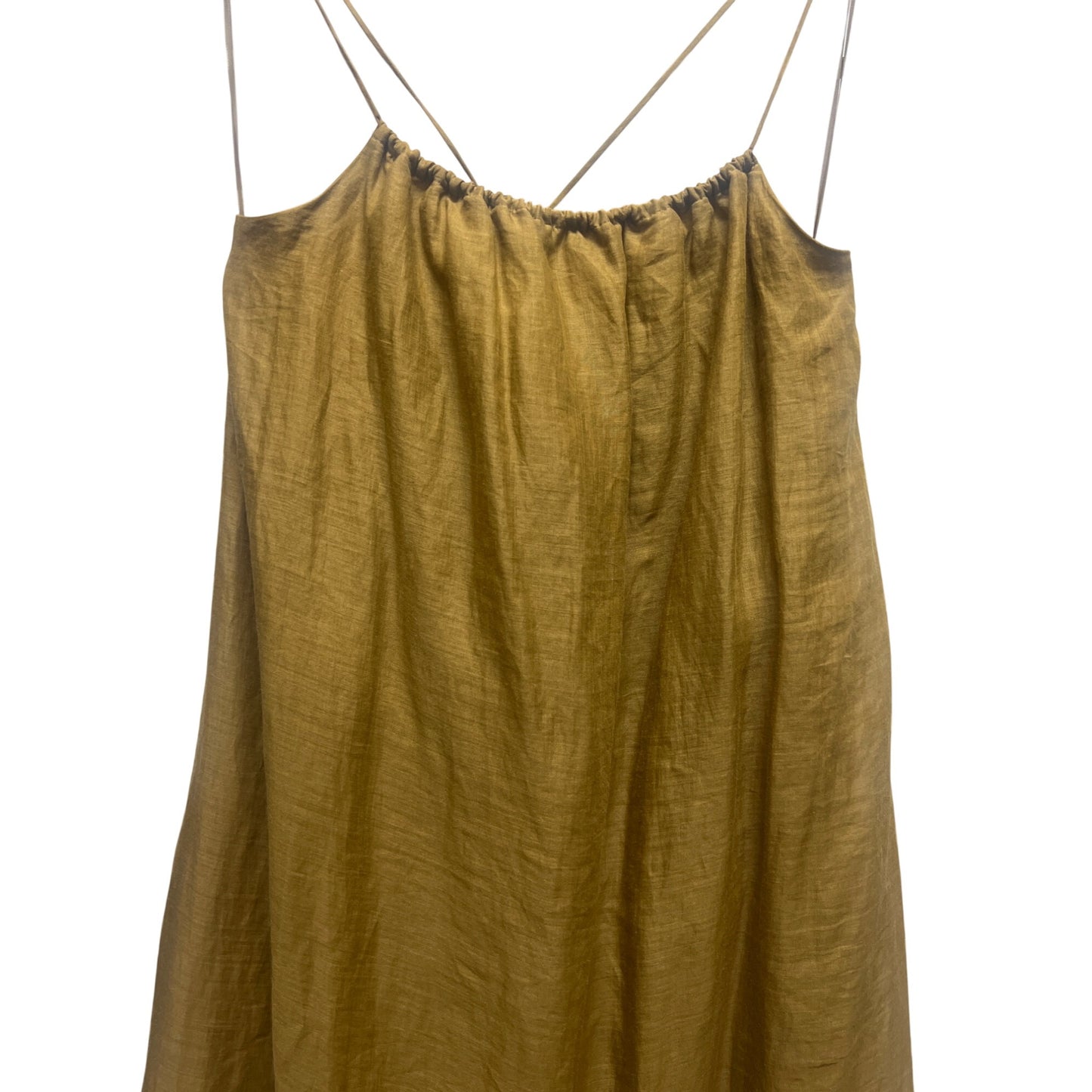 Banana Republic Olive Ramie Gathered Maxi Dress