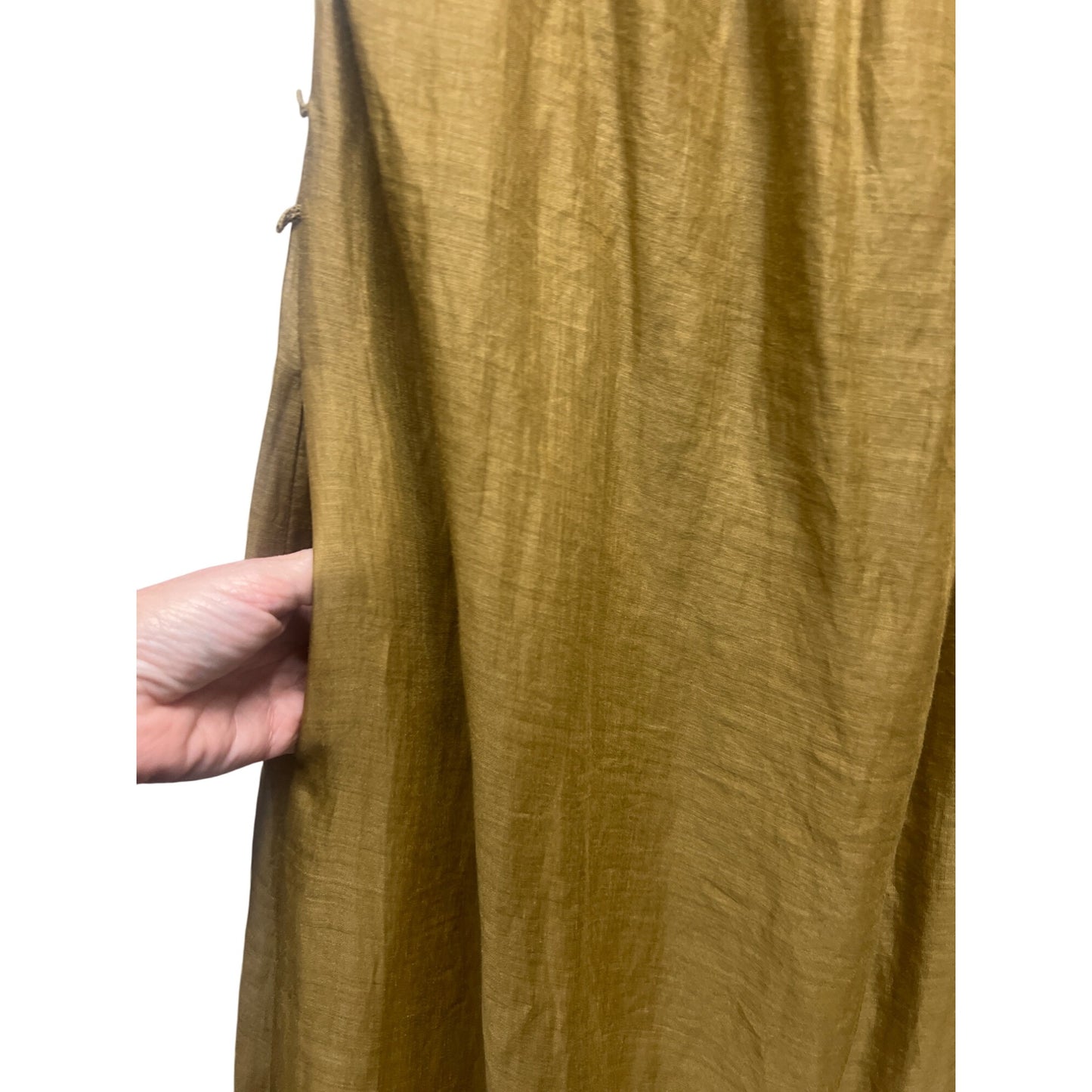 Banana Republic Olive Ramie Gathered Maxi Dress