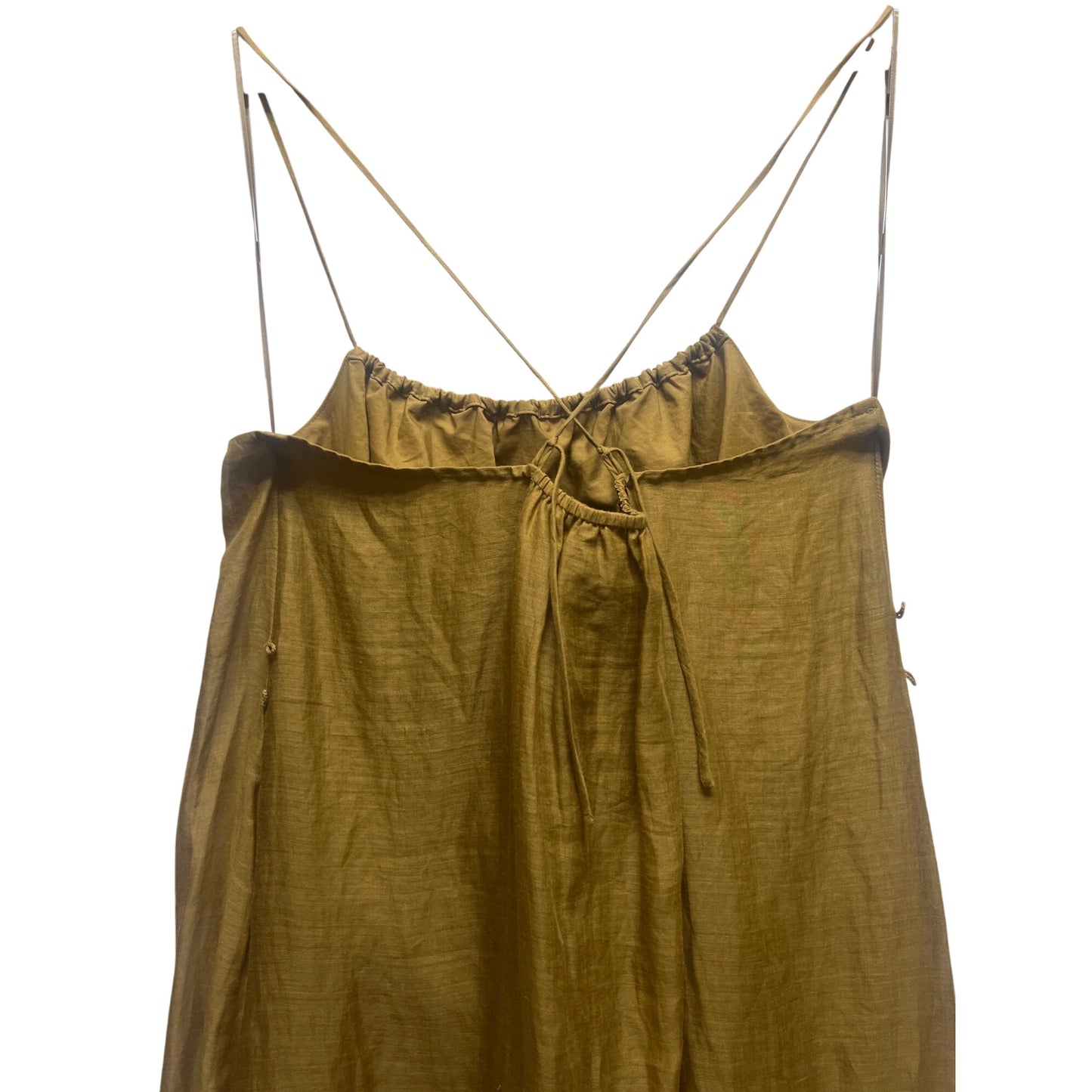 Banana Republic Olive Ramie Gathered Maxi Dress