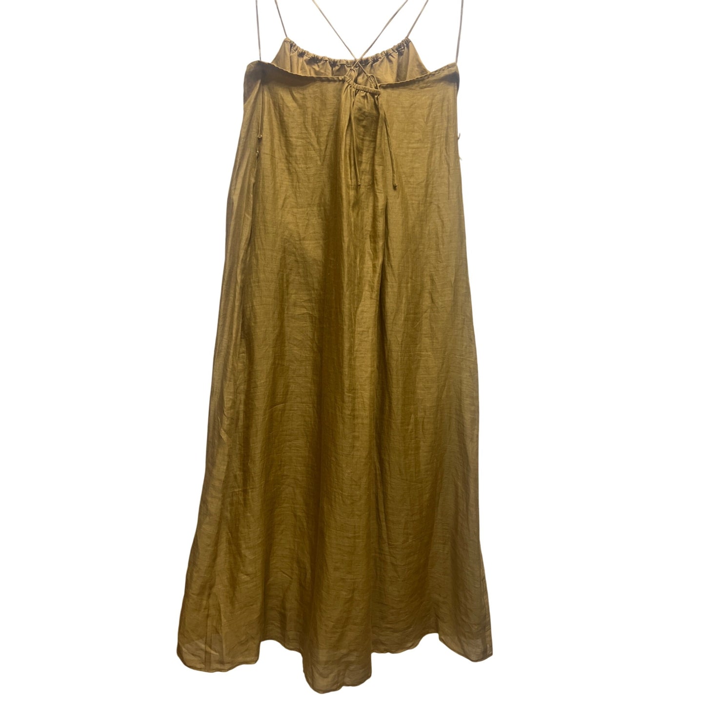 Banana Republic Olive Ramie Gathered Maxi Dress