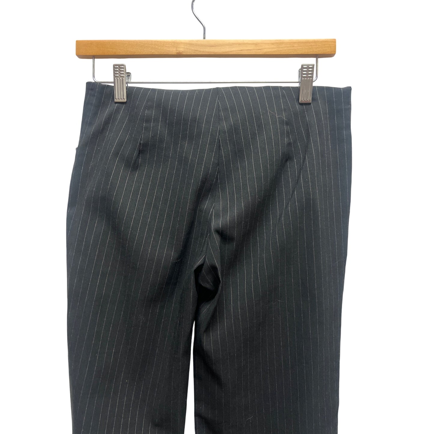 Sunshine Apparel Vintage Y2K Black Pinstripe Bootcut Asymmetrical Waist Dress Pants