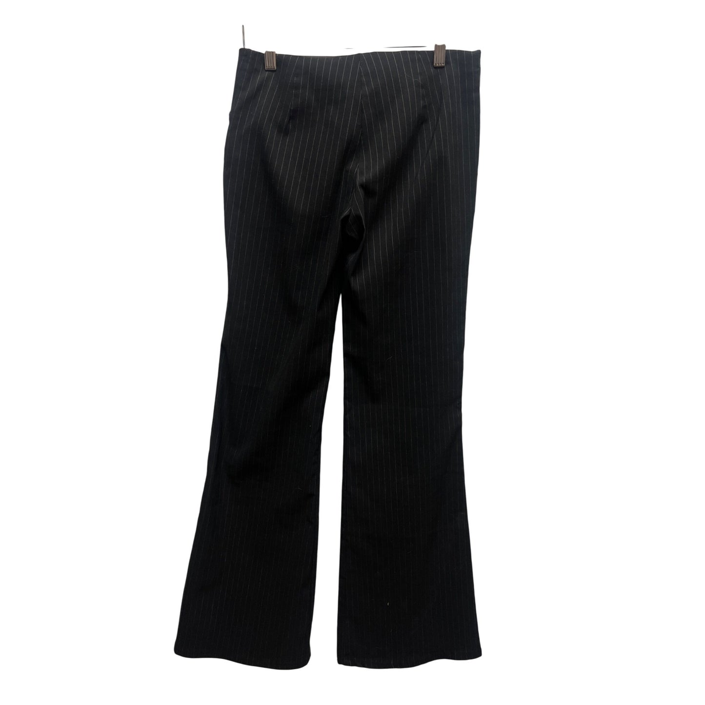 Sunshine Apparel Vintage Y2K Black Pinstripe Bootcut Asymmetrical Waist Dress Pants