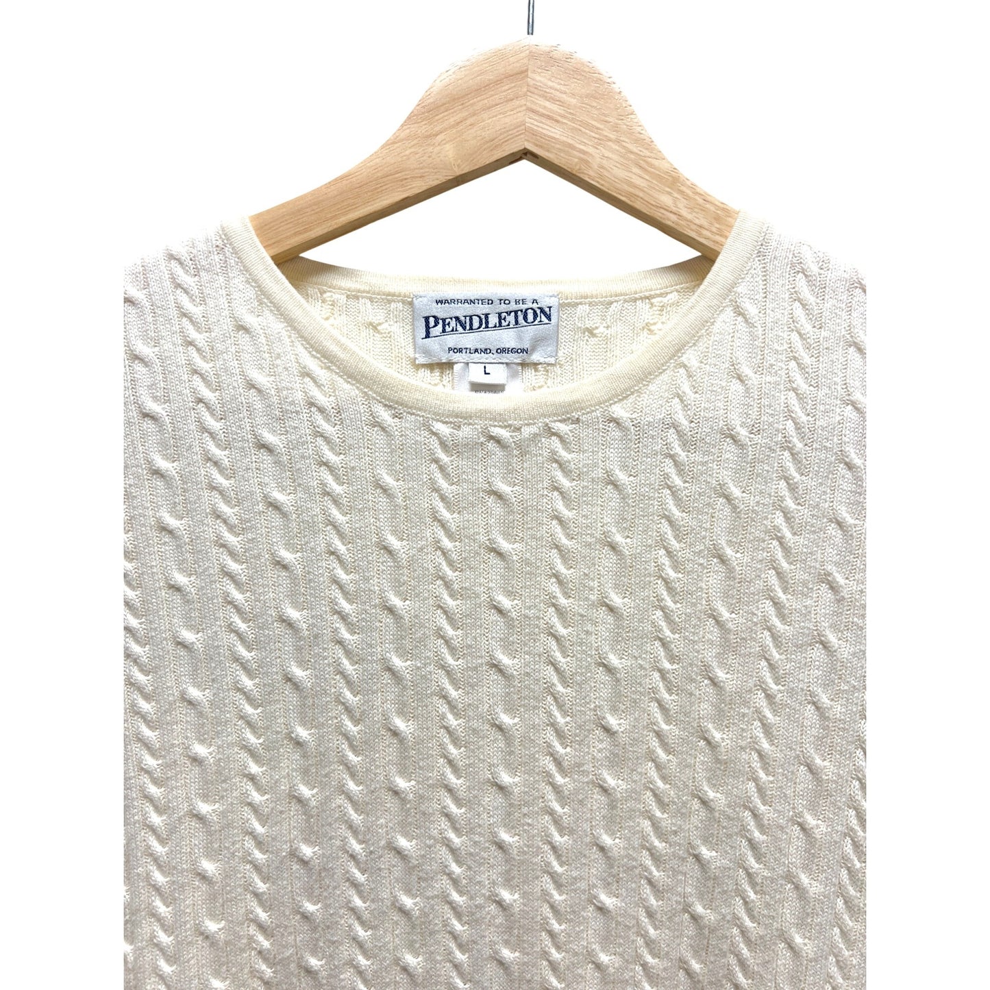 Pendleton Vintage Ivory Short Sleeved Ribbed Crew Neck Cotton Sweater