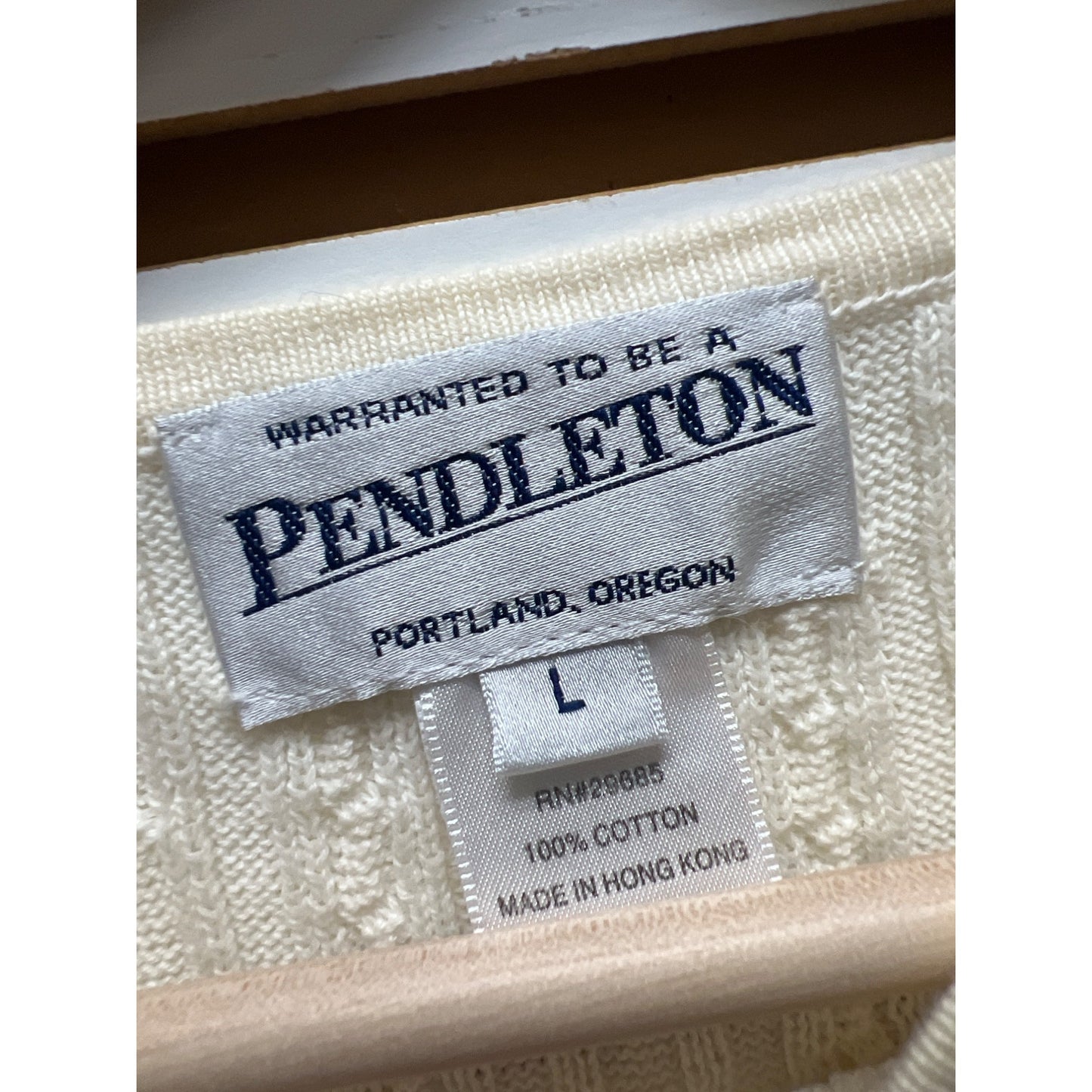 Pendleton Vintage Ivory Short Sleeved Ribbed Crew Neck Cotton Sweater