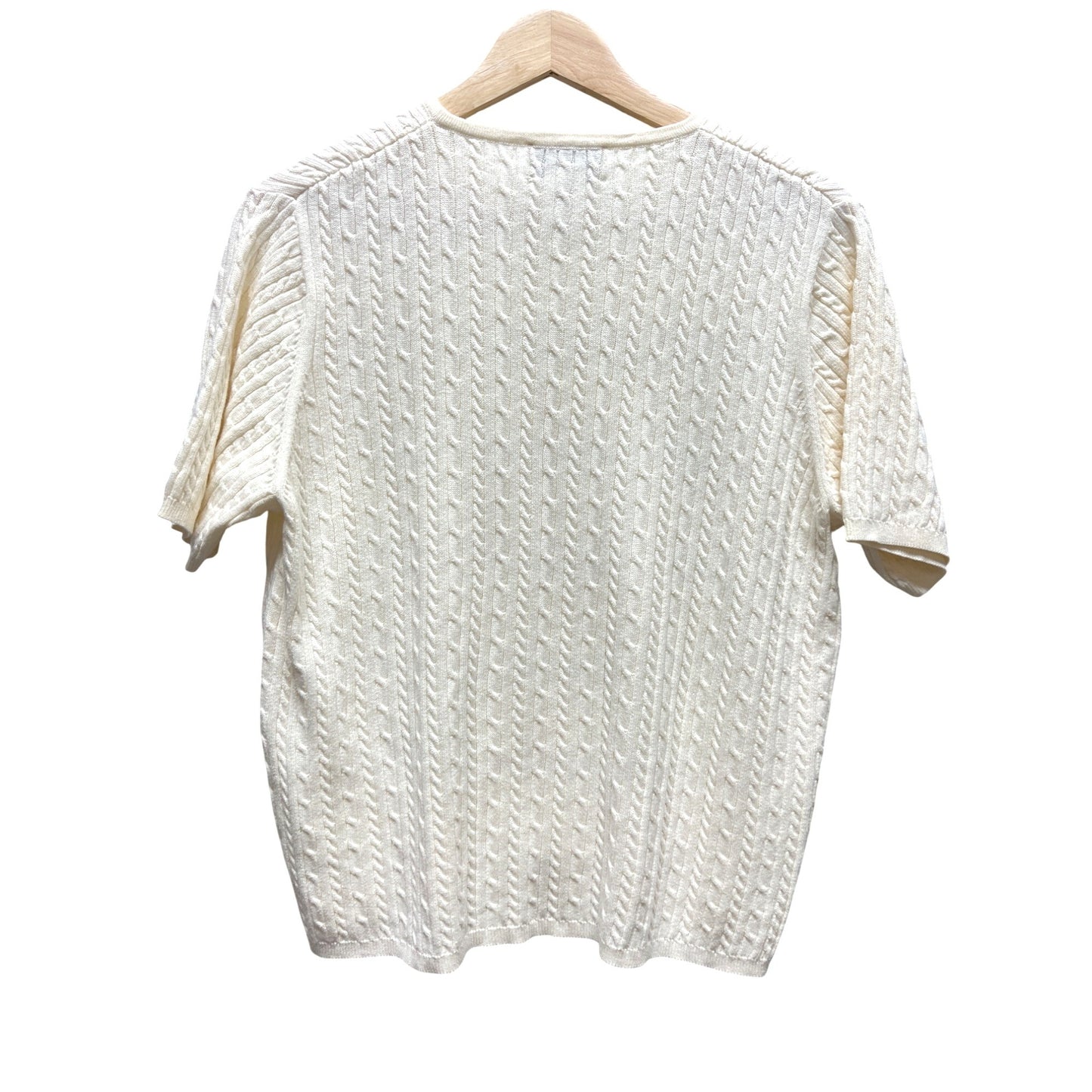 Pendleton Vintage Ivory Short Sleeved Ribbed Crew Neck Cotton Sweater
