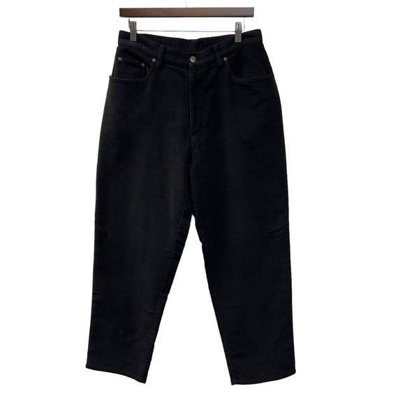 L.L. Bean Vintage Tapered Black High Waist Velour Mom Jeans