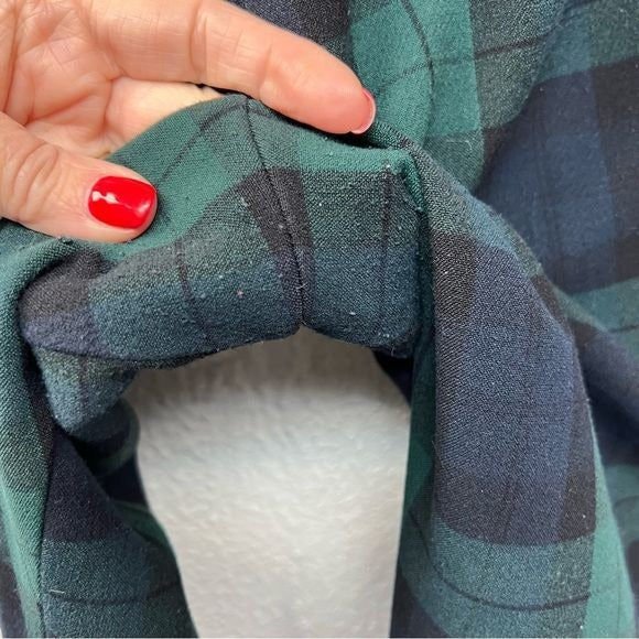 Philosophy Blue and Green Tartan Plaid Skinny Pants with Zipper Pocket