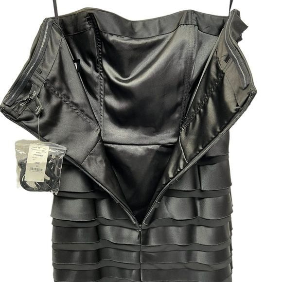 White House Black Market NWT Black Strapless Ribbon Cocktail Dress